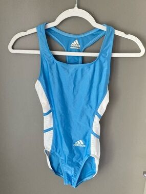 adidas Blue and White Girls' One-Piece Tracksuit